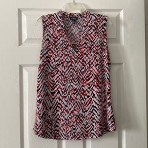 JONES New York Red/Black/White sleeves blouse